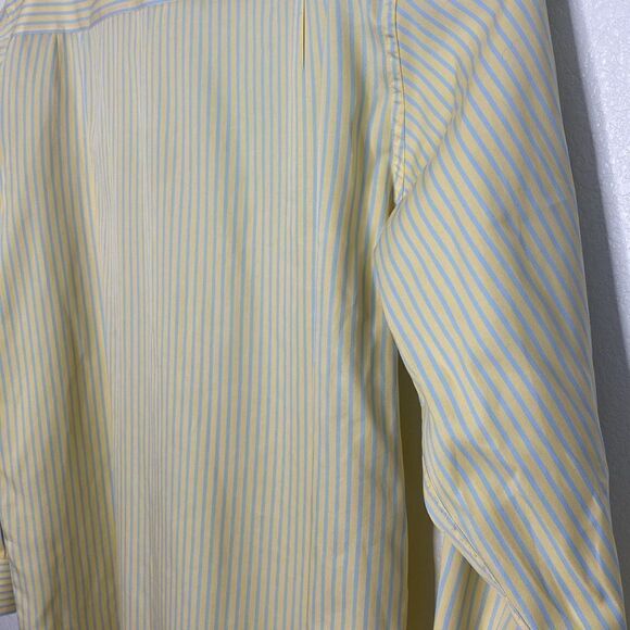 ERMENEGILDO ZEGNA Men’s Striped Light Yellow/ Light Blue Button Down Shirt XL - Picture 6 of 7